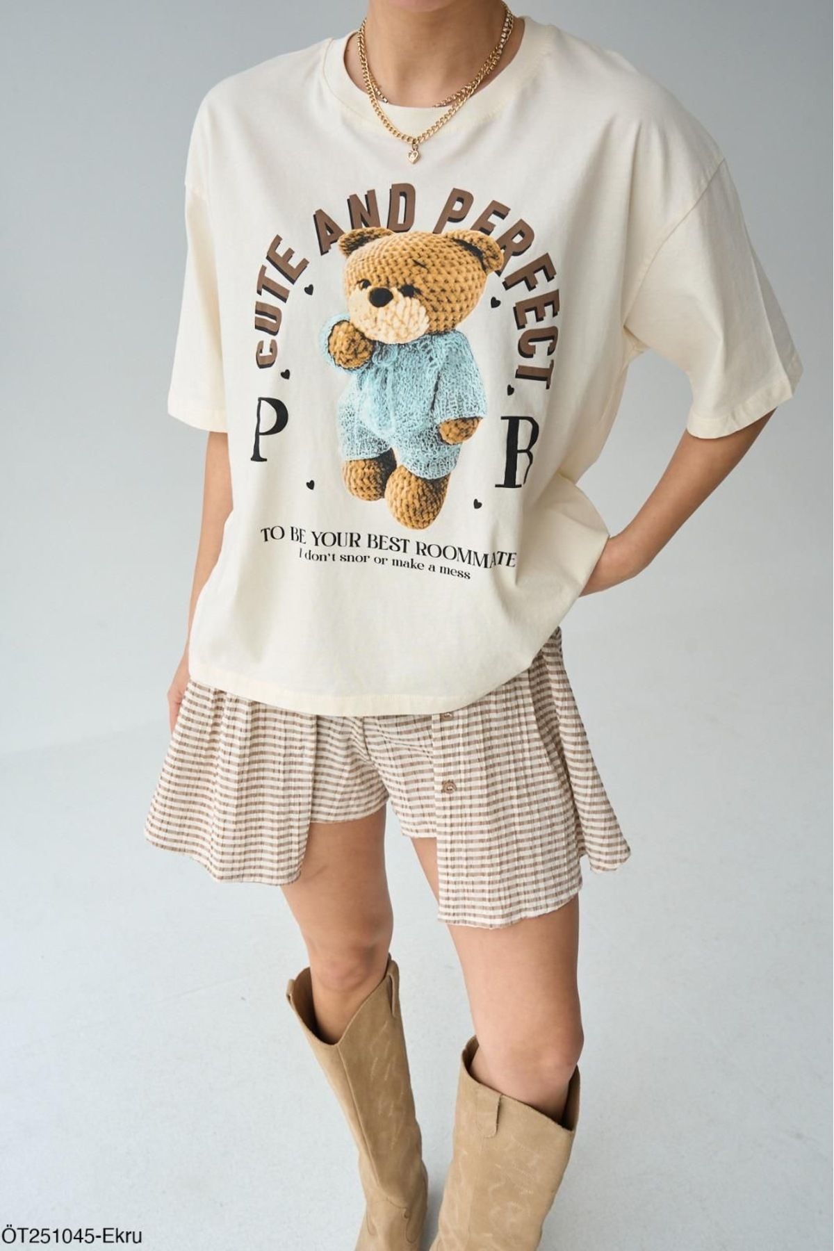 Nişantaşı Kadın Teddy Baskılı T-shirt