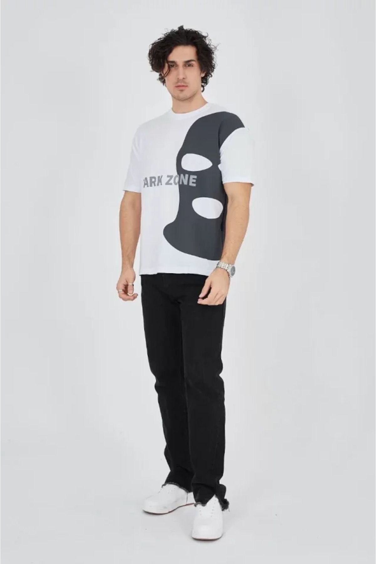 ARUZ MODA Erkek Baskılı T-Shirt - Beyaz