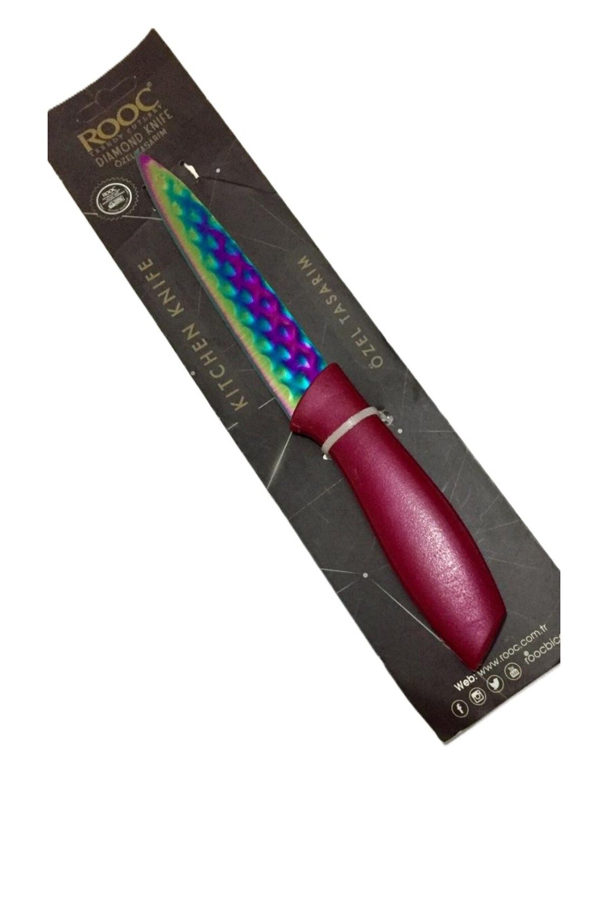 Rooc Özel Tasarım Mutfak Bıçağı / 22 cm-Vişne