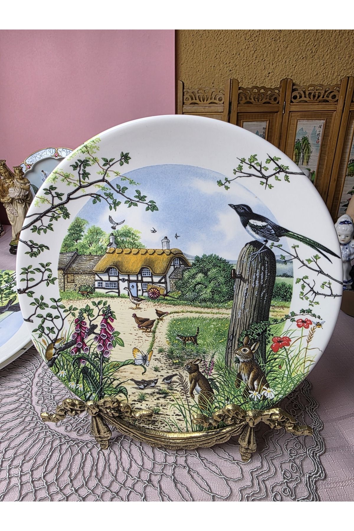 Hutschenreuther porselen Ursula Band İmzalı Kus temalı Duvar Tabagı 26 cm