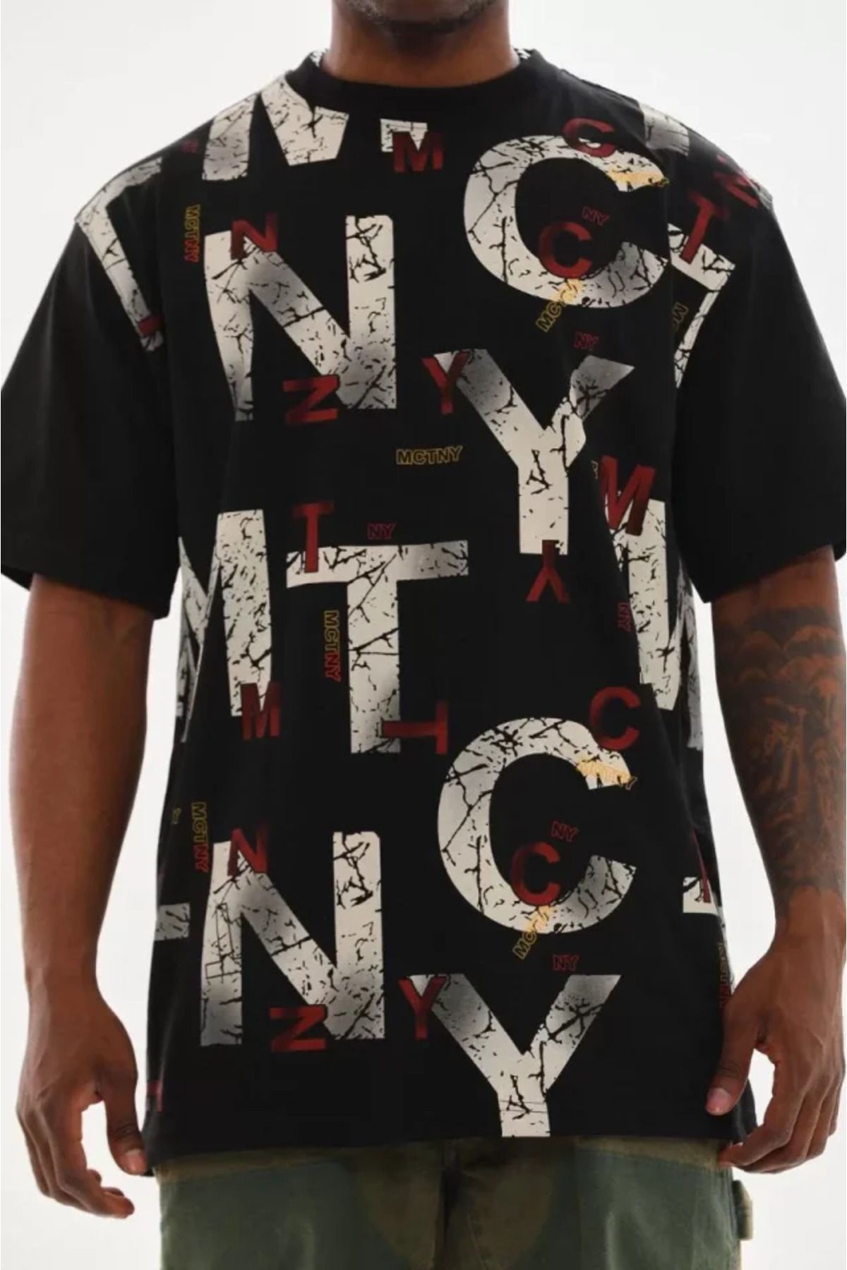 ARUZ MODA Unisex Baskılı Oversize T-Shirt - Siyah