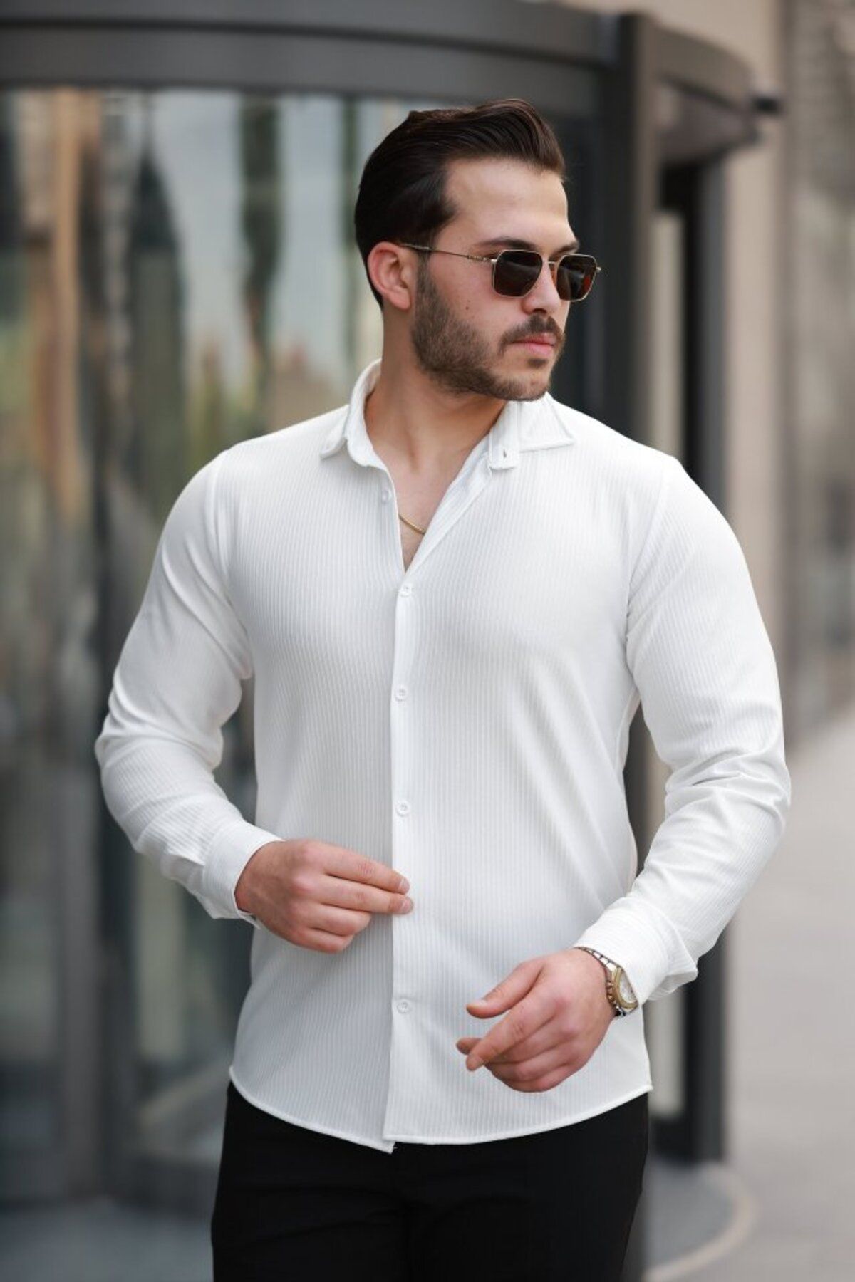 ARUZ MODA Erkek Fitilli Uzun Kollu Gömlek
