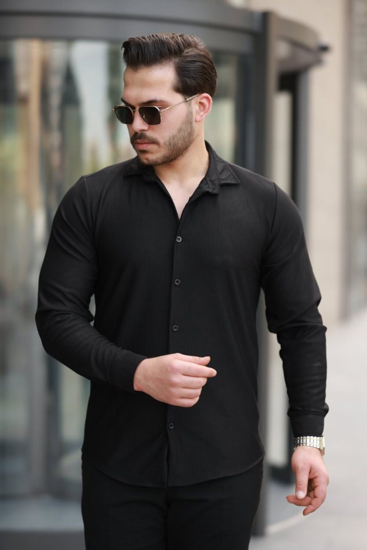 ARUZ MODA Erkek Fitilli Uzun Kollu Gömlek