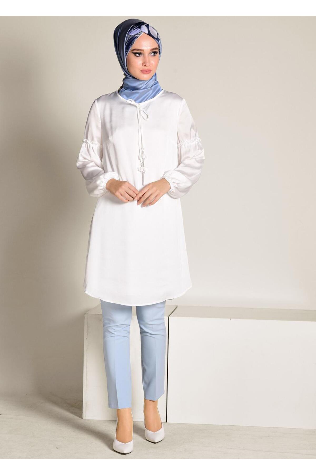 آلوینا تونیک ساتن با سرآستین‌های کشی ۴۳۳۴