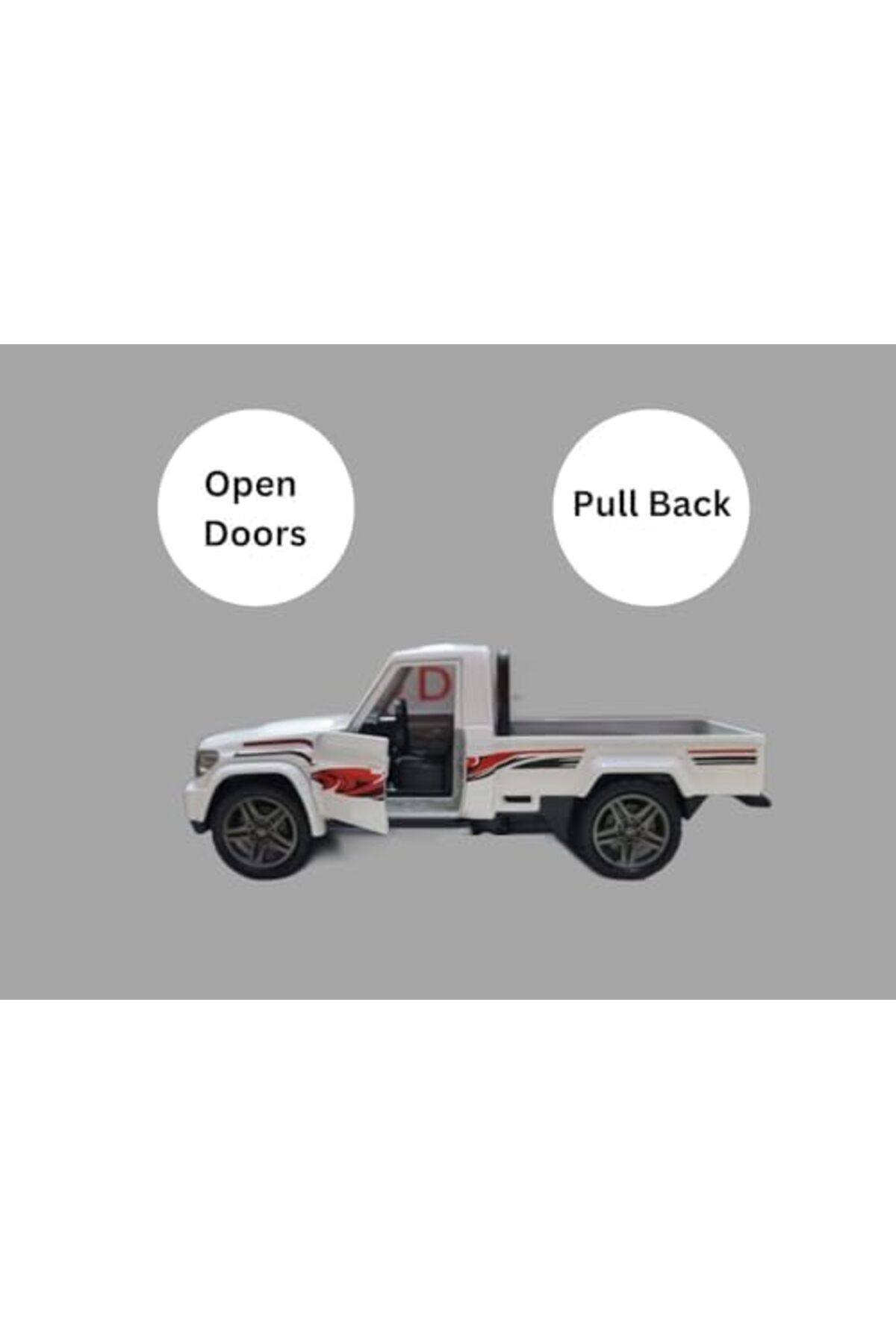 Generic-Mini Pickup Toy Car with Pull Back Action and Front Door Opening Durable Realistic Open Truck Design 4