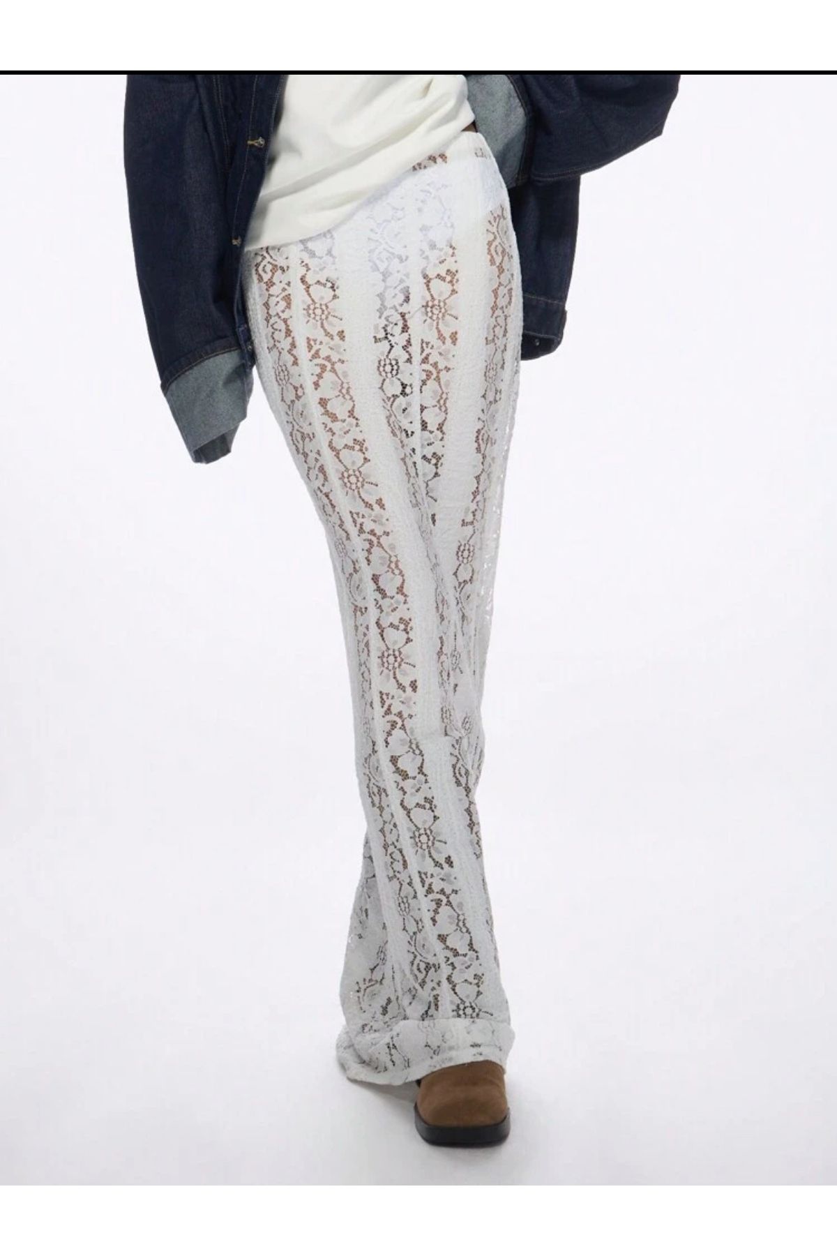 La Saade Y2k Boho Beach Glow Transparan Dantel Maxi Etek