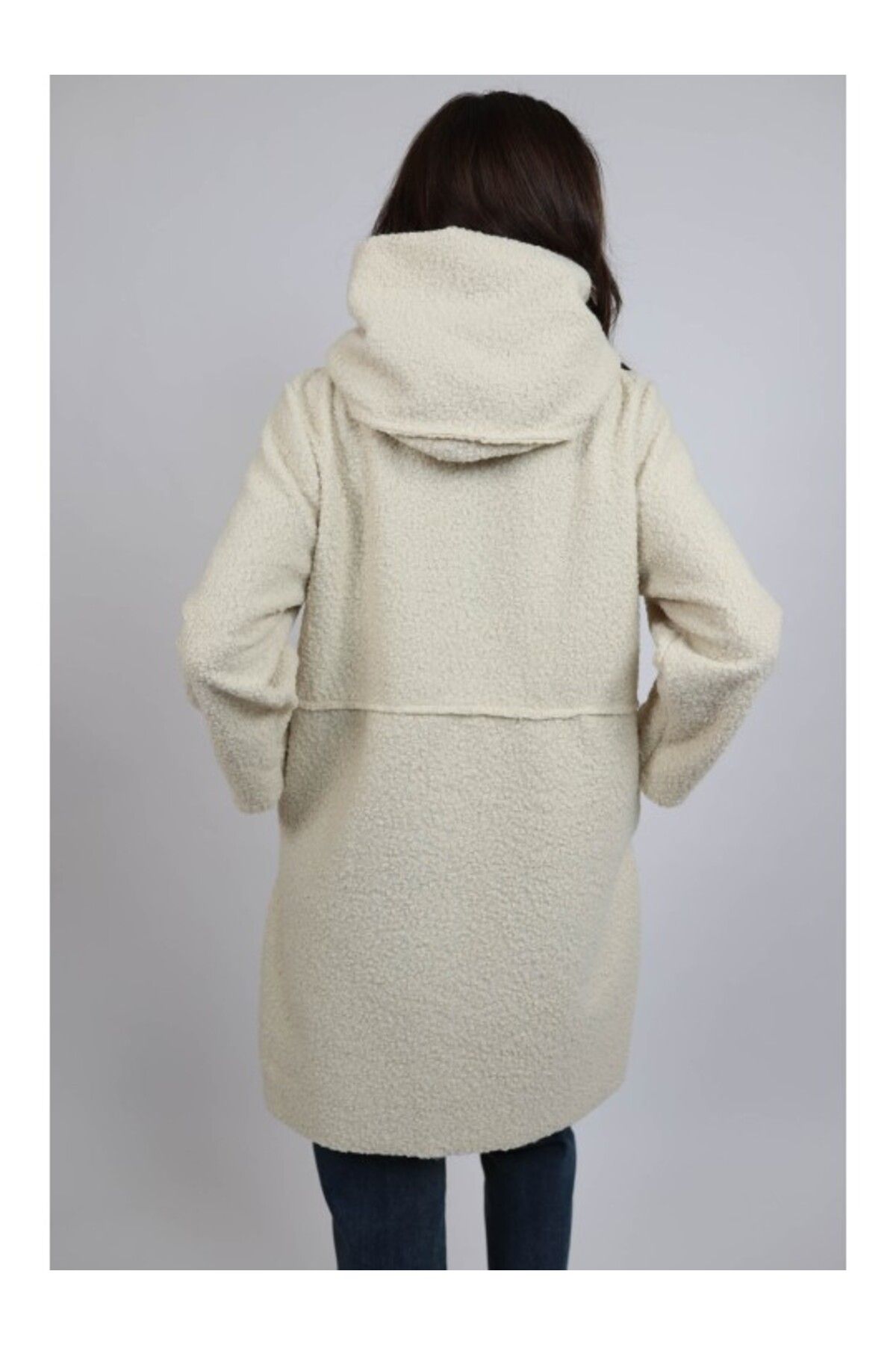 FASHIONLAND-JIANNA HOODED MIDI COAT WITH POCKET UNLINED BUTTON CLOSURE ONE SIZE Ivory 4