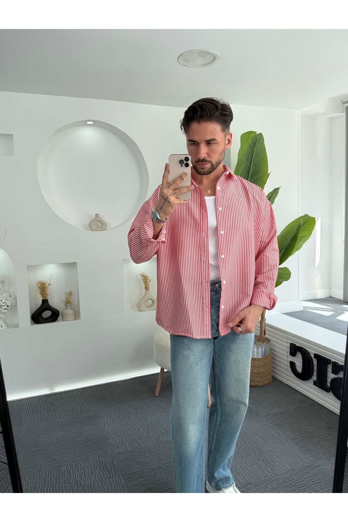UTTBASİC RL Gofre Kumaş Oversize Gömlek