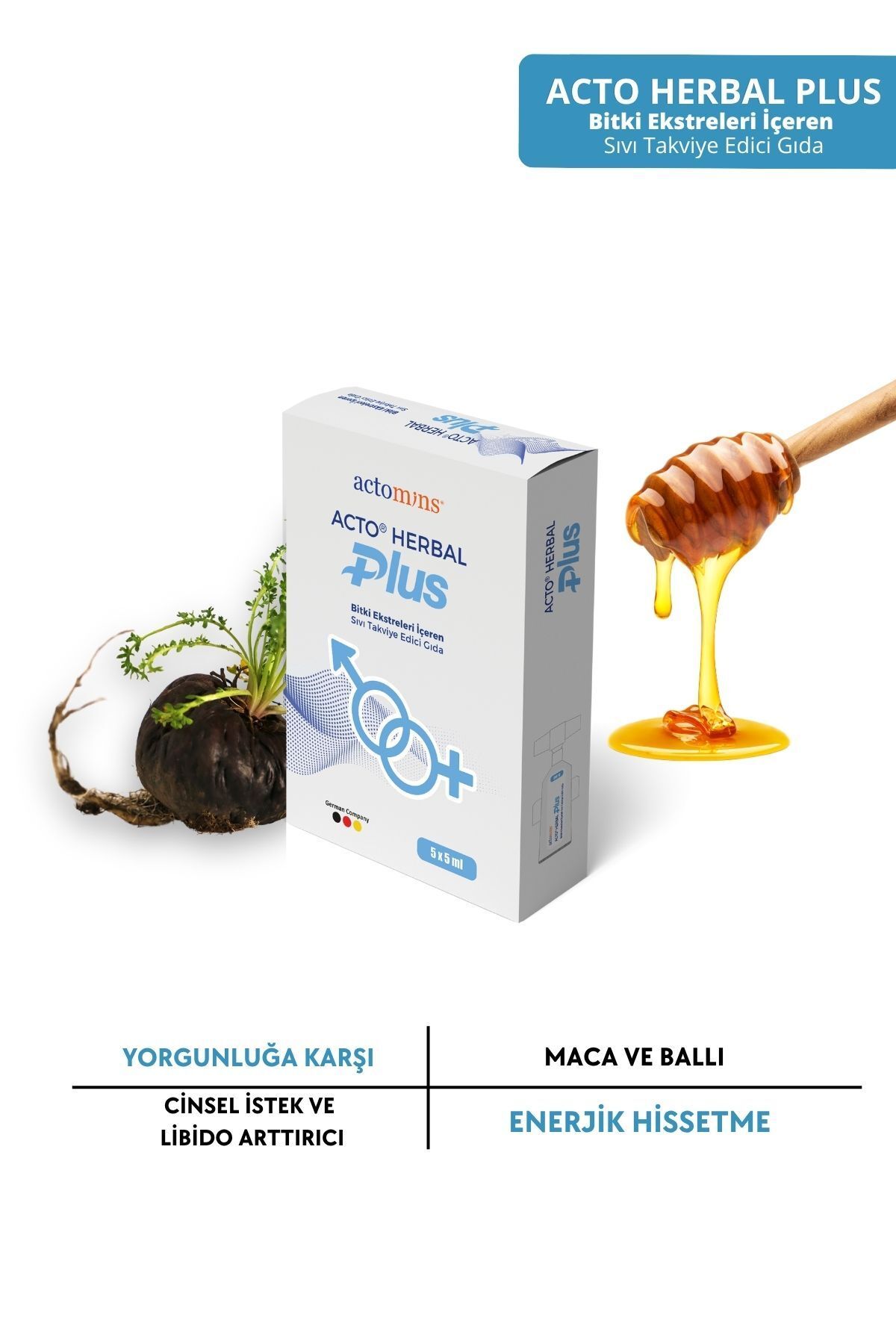 Acto HERBAL PLUS | Bitki Ekstreleri İçeren Gıda Maca ve Ballı 5x5 ml