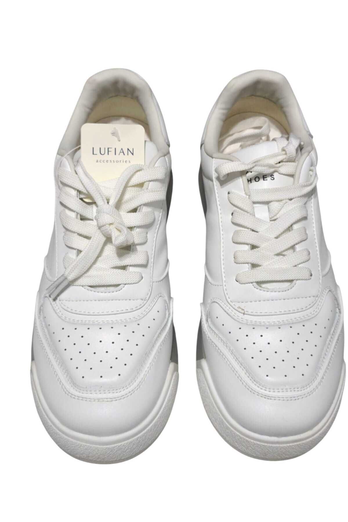 Lufian Hakiki Deri Comfort Taban Bağcıklı Günlük Sneaker Beyaz