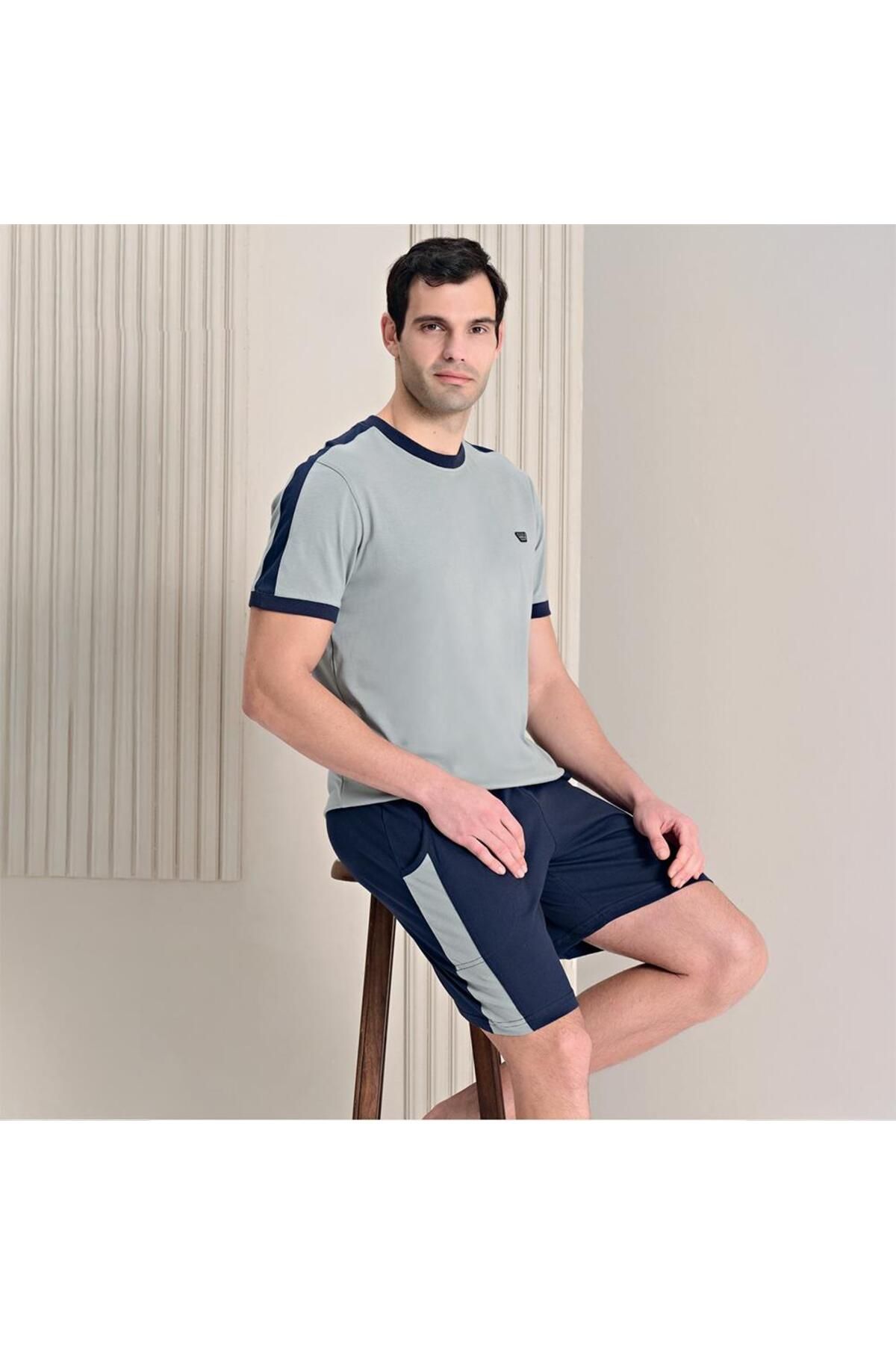 Over Sleep by Poleren Over Sleep 1760 Erkek Kısa Kol Şortlu Yazlık Pijama Takım