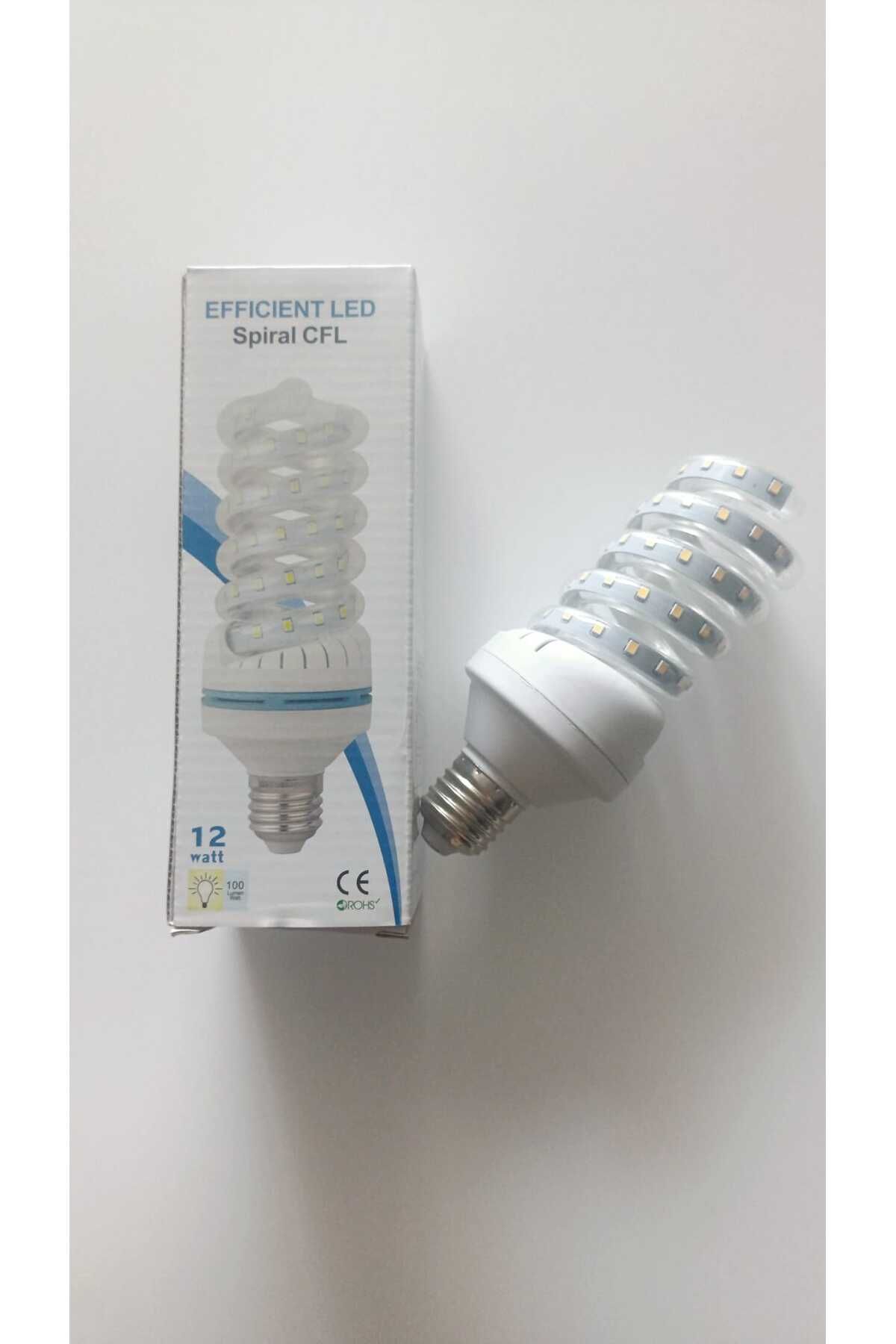 KRT 12w Enerji Tasarruflu E27 Duylu Spiral Şekilli Led Mısır Ampul - Sıcak Beyaz (GÜN IŞIĞI)