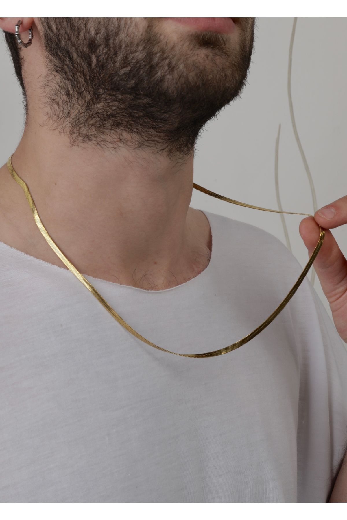 Home Sihra Accessories kalın İtalyan çelik zincir kolye gold renk 60 cm