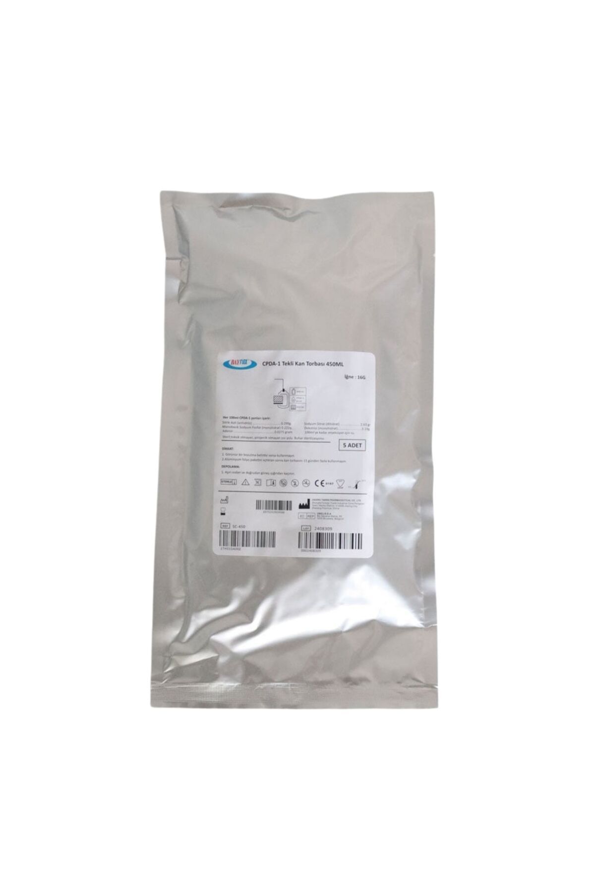 BAYFLEX - KAN TORBASI TEKLİ 450 ML 16G 5Lİ PAKET - 1 PAKET