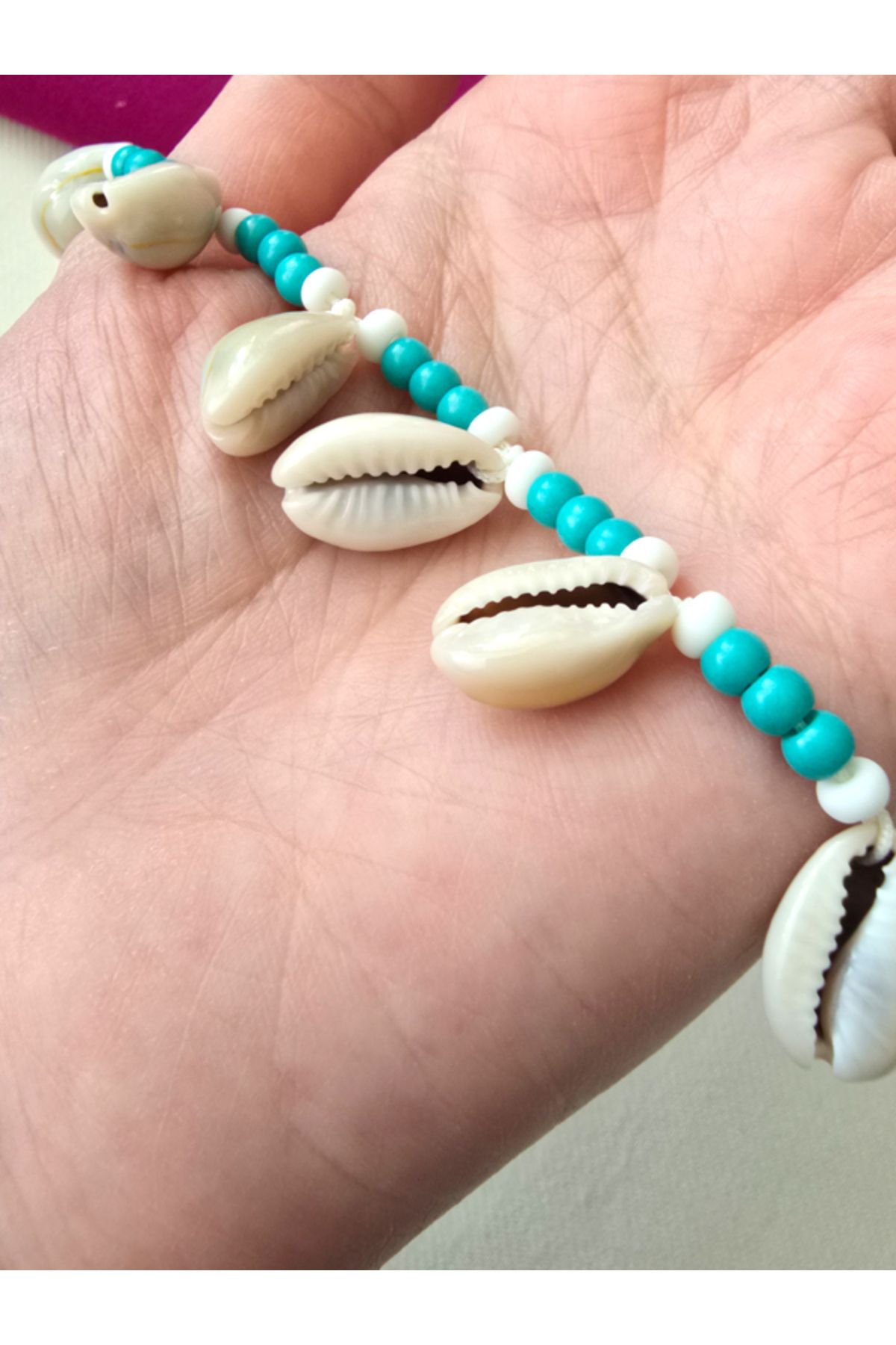 Riccoco Accessory Deniz Kabuğu Turkuaz Boncuk Halhal