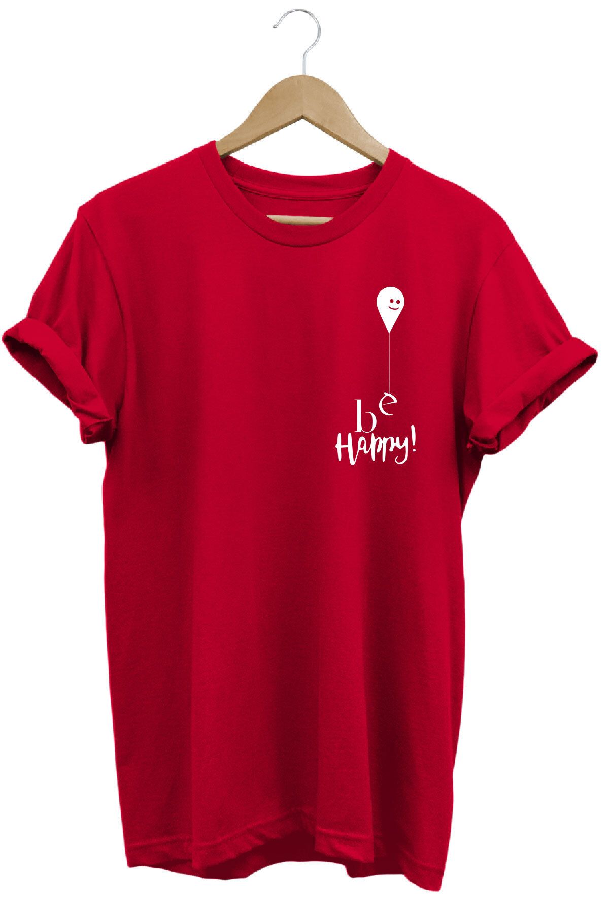 onsrawear Be Happy Unisex Yüksek Kaliteli Baskı %100 Pamuk Basic T-shirt