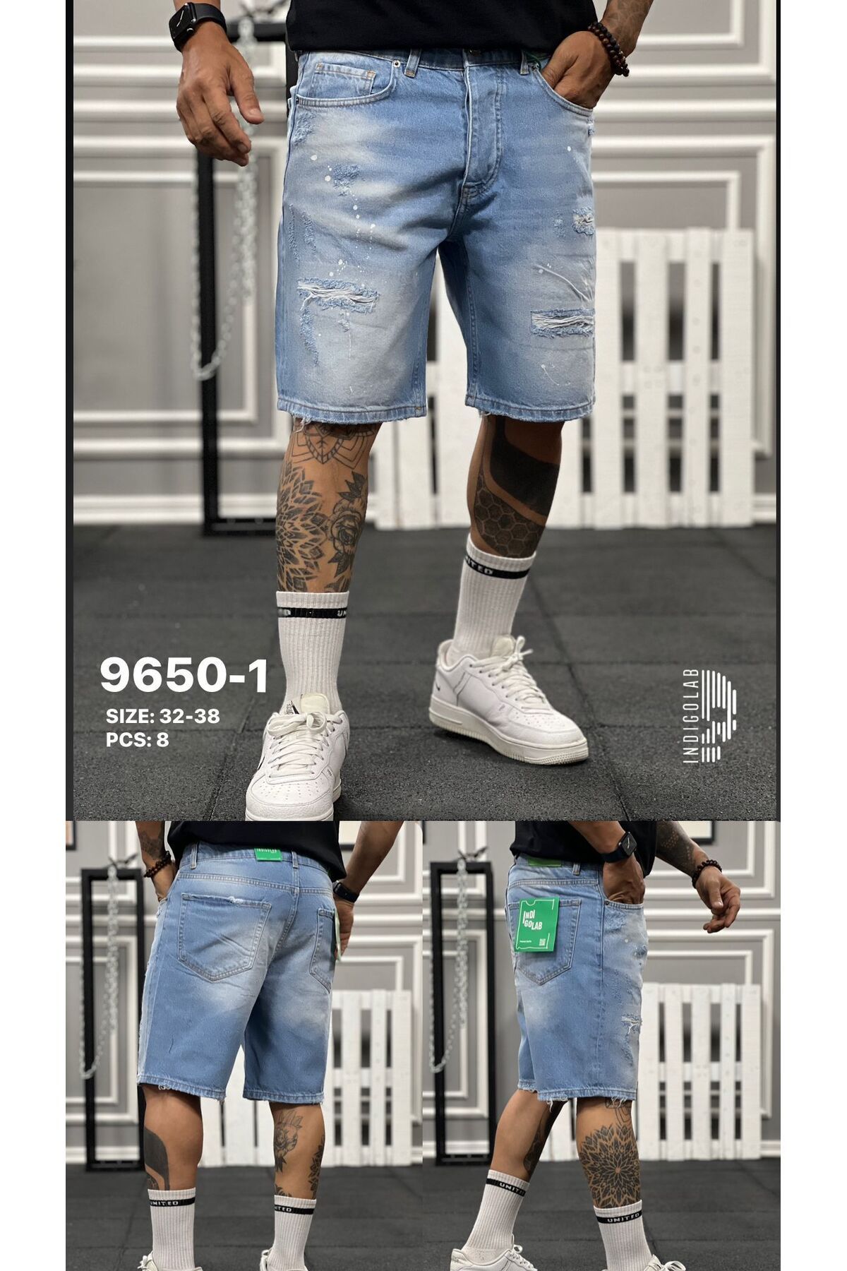 INDIGOLAB Erkek Mavi Baggy Denim Şort