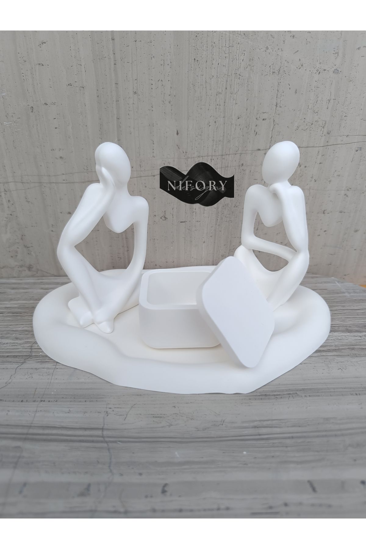 Nifory 520-N0148 Dekoratif Beton Sunum Aksesuar Set Beton Biblo Organizer Takımı Çok Amaçlı Dekoratif Set