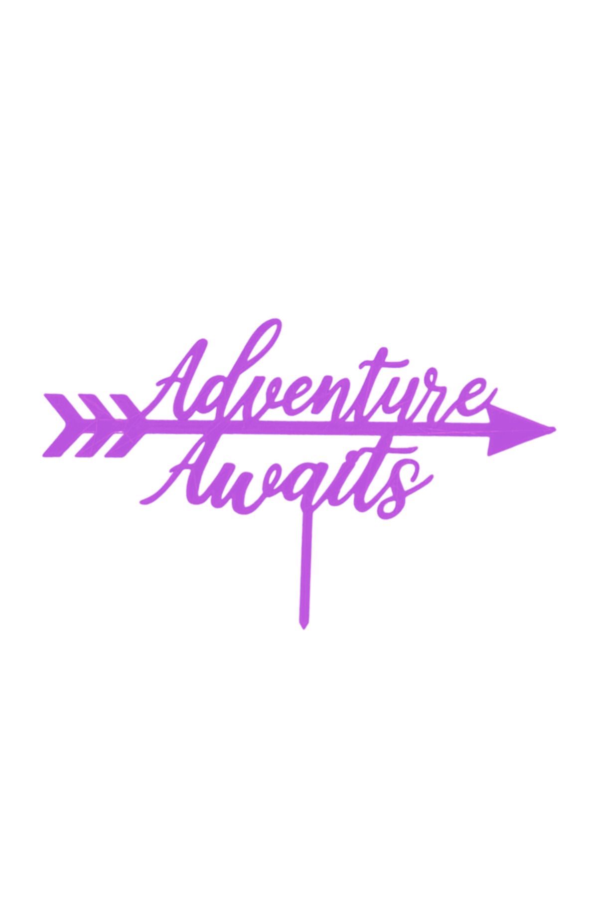 OEM Decoratiune Topper Tort "adventures Awaits" Iubitori De Calatorii, Mov 15x25 Cm - All Ages