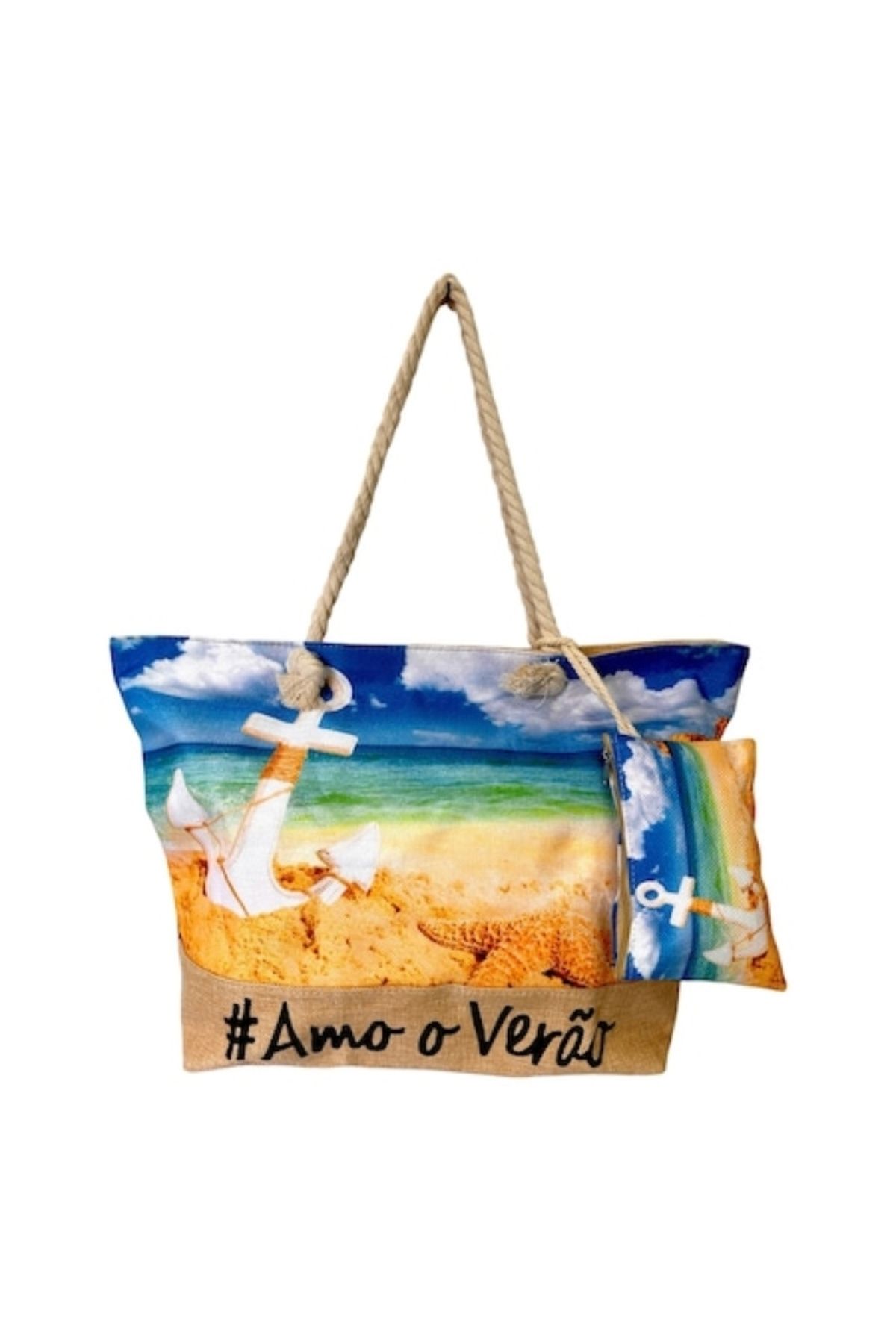 OEM Geantă De Plajă Mare Cu Design Estival Și Portofel Asortat Unisex - One Size