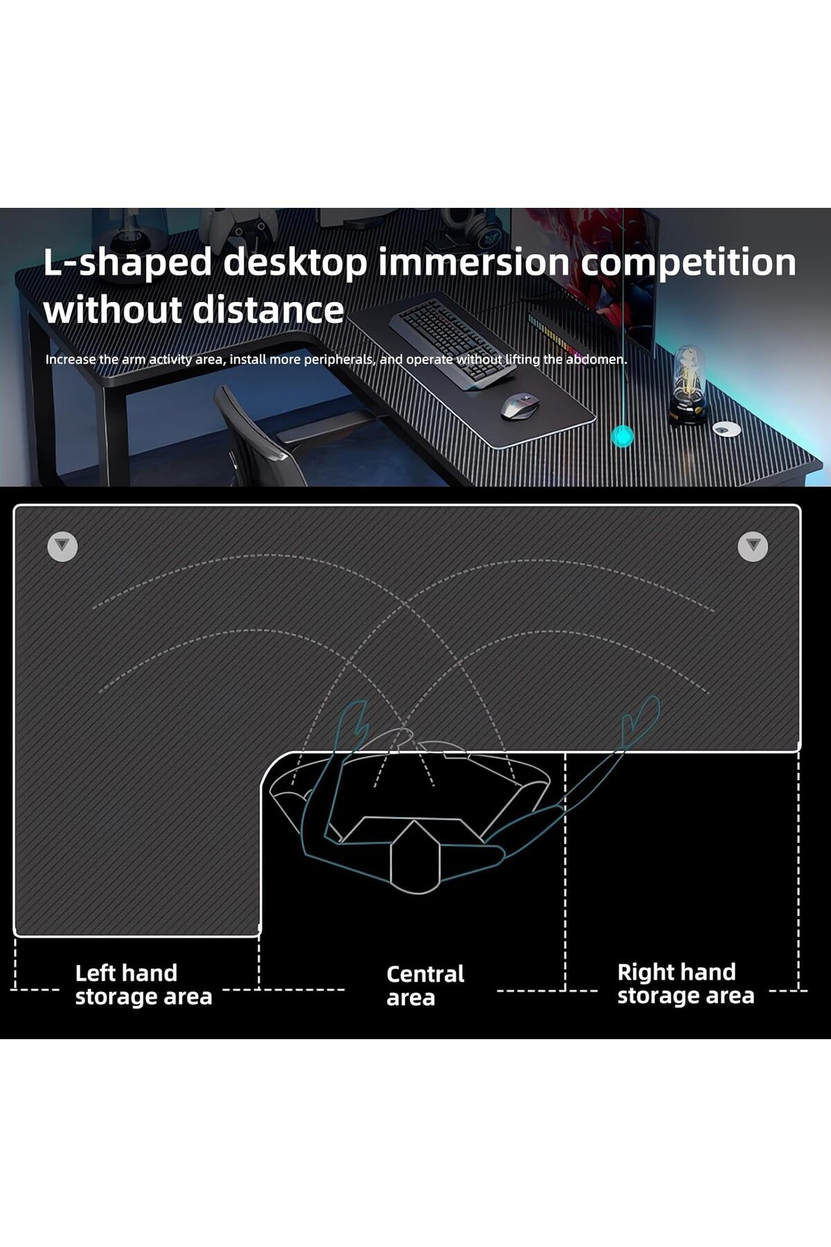 VINNYSEN-L-Shaped Desk Computer Corner Desk with Shelf, L Shaped Home Office Table, Large Gaming Table 6