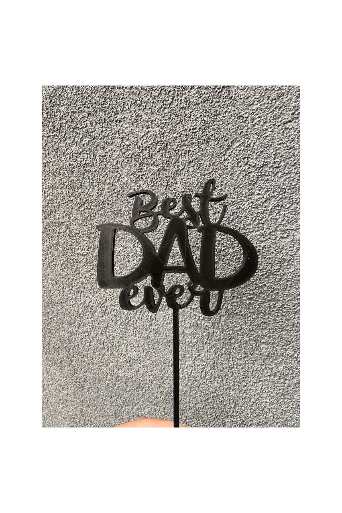OEM Decoratiune Topper Tort "best Dad Ever", Cel Mai Bun Tata, 10 X 12 Cm, Picior Suport 12 Cm, Negru - All Ages