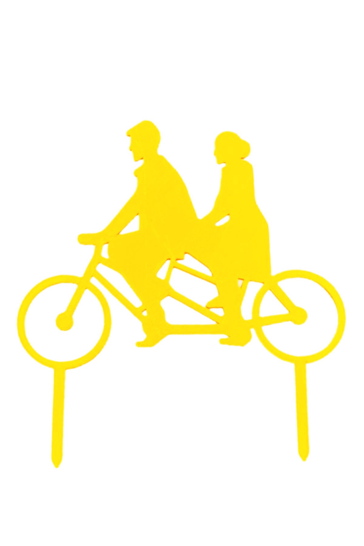 OEM Decoratiune Topper Tort "doi Pe-o Bicicleta, In Tandem", Ciclism, 13 X 12 Cm Galben - All Ages
