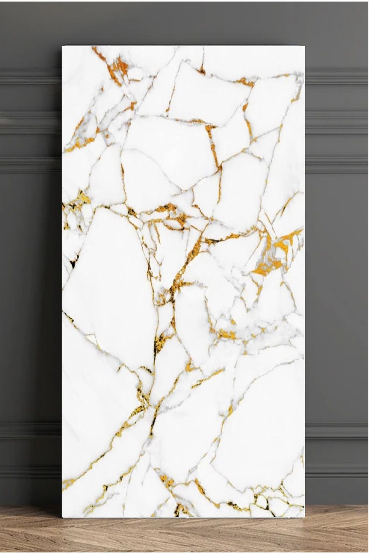 30x60 Cm Damarlı Altın Mermer Desenli Kendinden Yapışkanlı Banyo Pvc Duvar Paneli-p10
