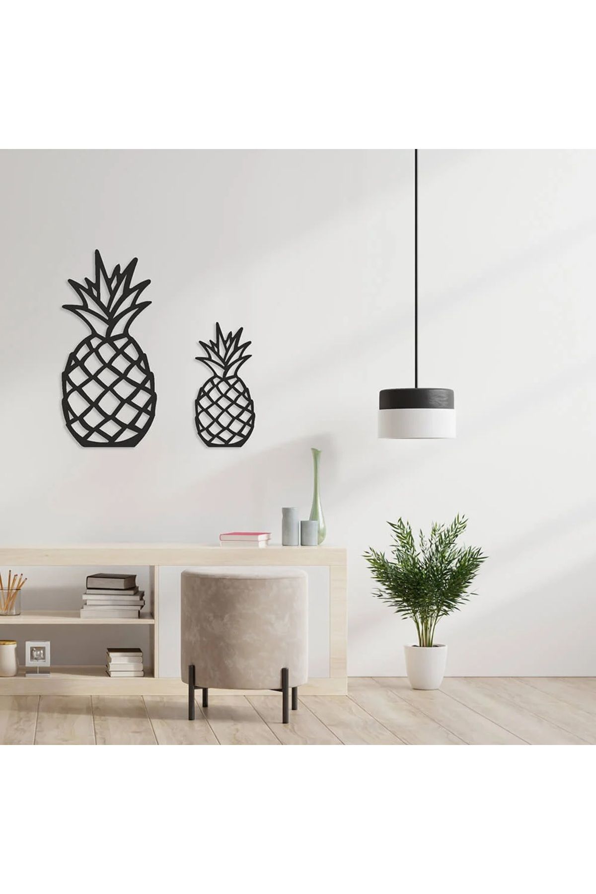 Lotuswoodart Dekoratif Duvar Süsü - 2'li Ananas - Lazer Kesim Ahşap Tablo