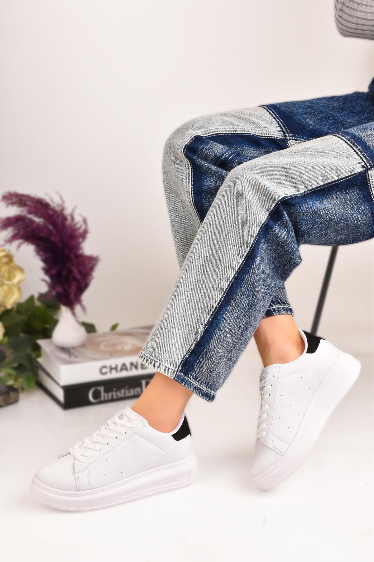 Peta Siyah Kadın Spor Sneaker Casuel Günlük Ayakkabı