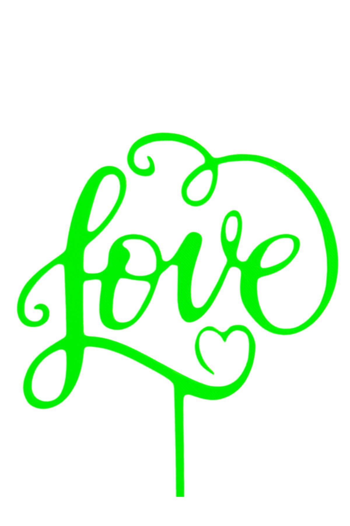 OEM Decoratiune Tort, "love" Wedding Topper, 15 X 12,5 Cm Verde - All Ages