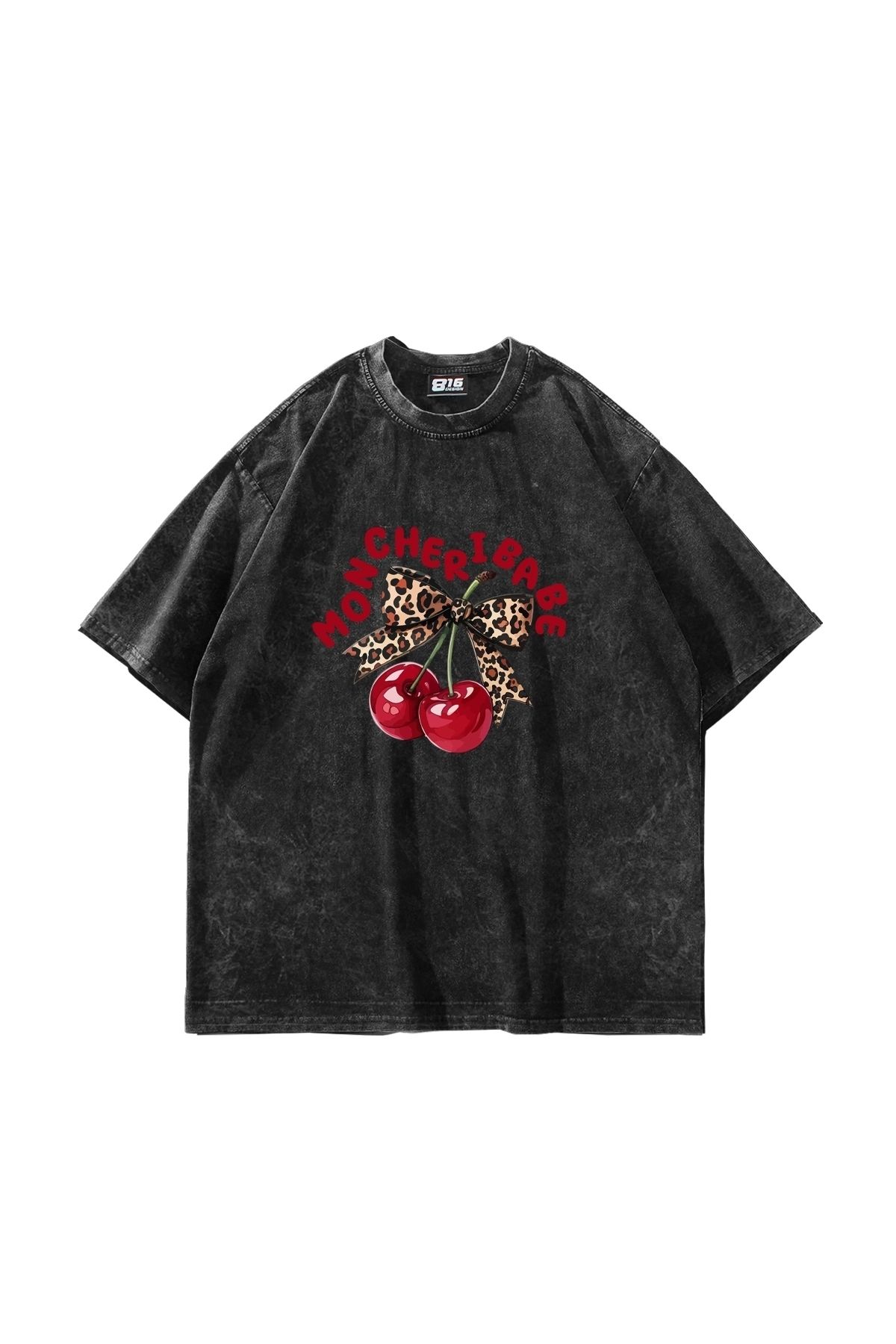 Tarzsokak Mon Cherie Baskılı Oversize Unisex Yıkamalı Siyah