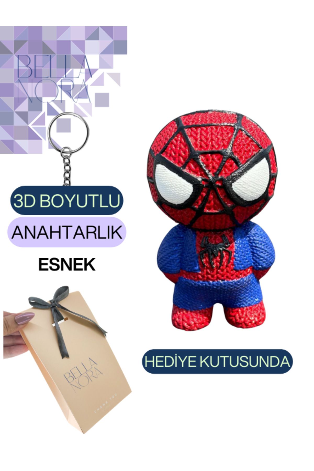 Bellanora Örgü Anahtarlık Sevilen Animasyon Çizgi Film Karakterli Amigurumi Çanta Süsü Özel Hediye Kutusunda