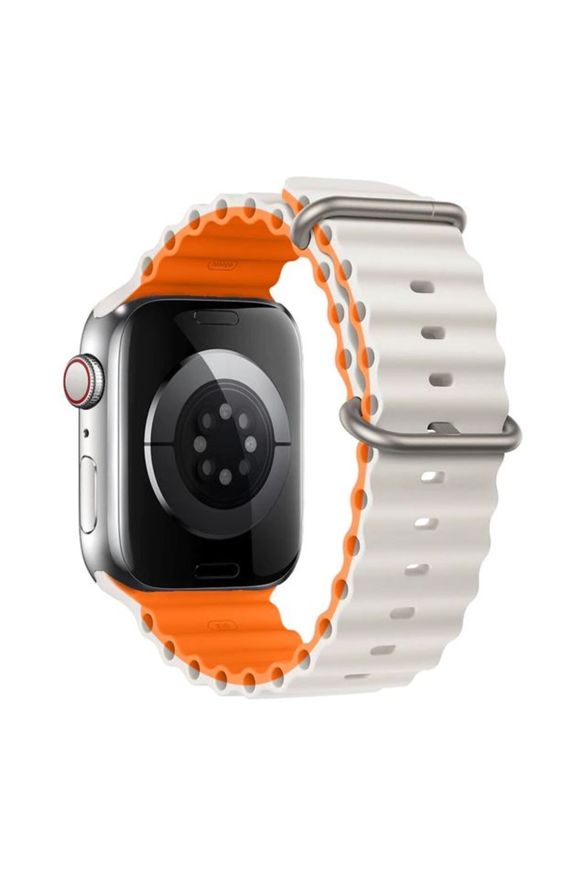 REDz Accessories Curea Sport Pentru Apple Watch, Ventilată, Model Ondulat, Culoare Stea/portocaliu - 44/45/46/49 Mm - One Size