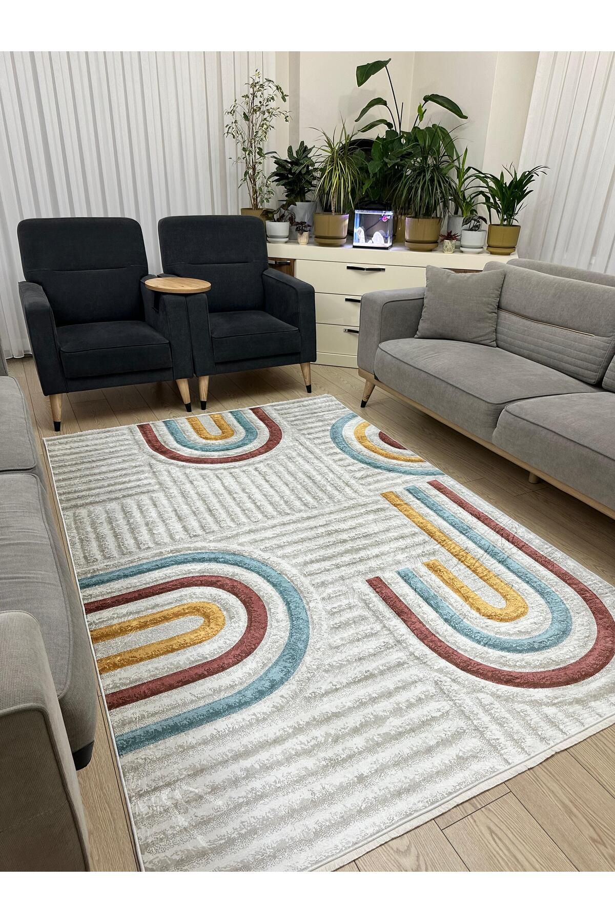 ALLGELSİN Yeni Sezon Yıkanabilir Kaymaz Taban Salon ve Oturma odası Halısı Yazlık Halı İnce Halı