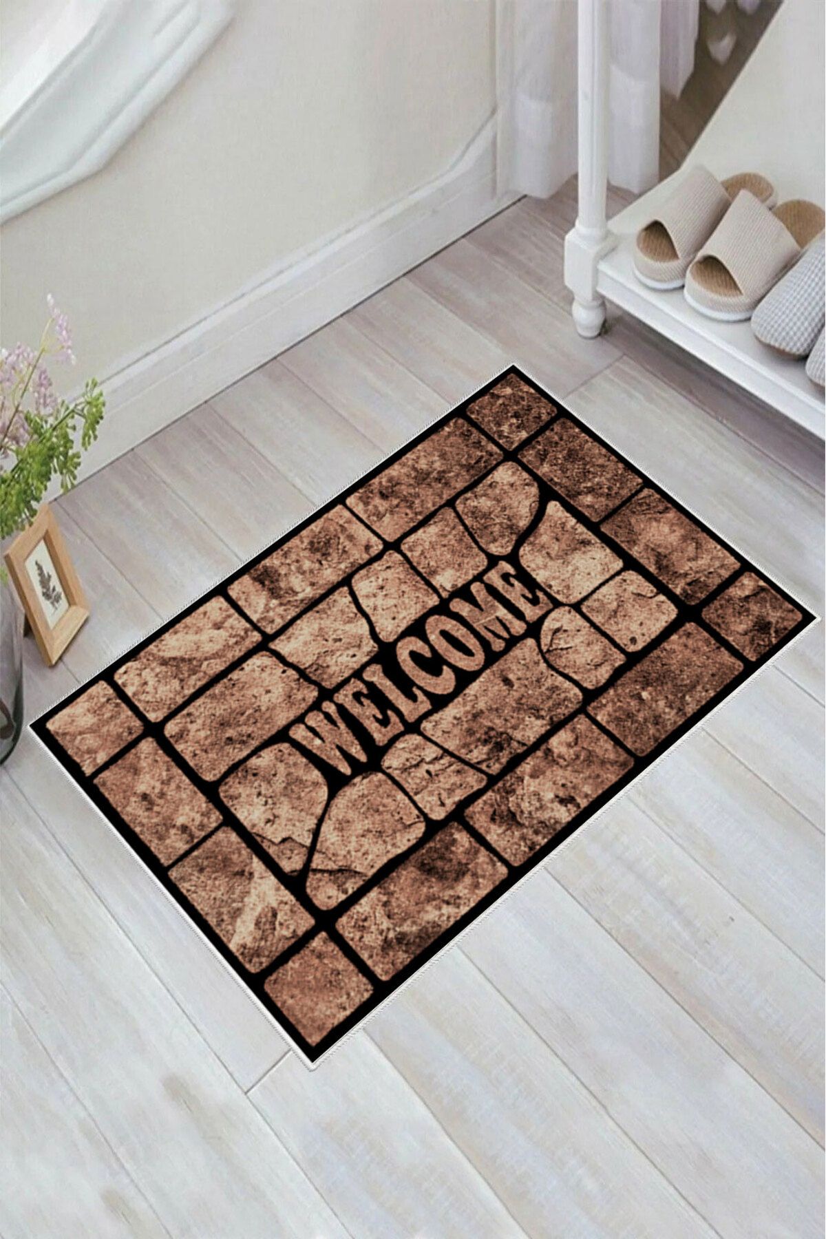 nova century Kaymaz Taban Yıkanabilir Banyo Paspası - Nova Bath Desenli 50*80 Cm