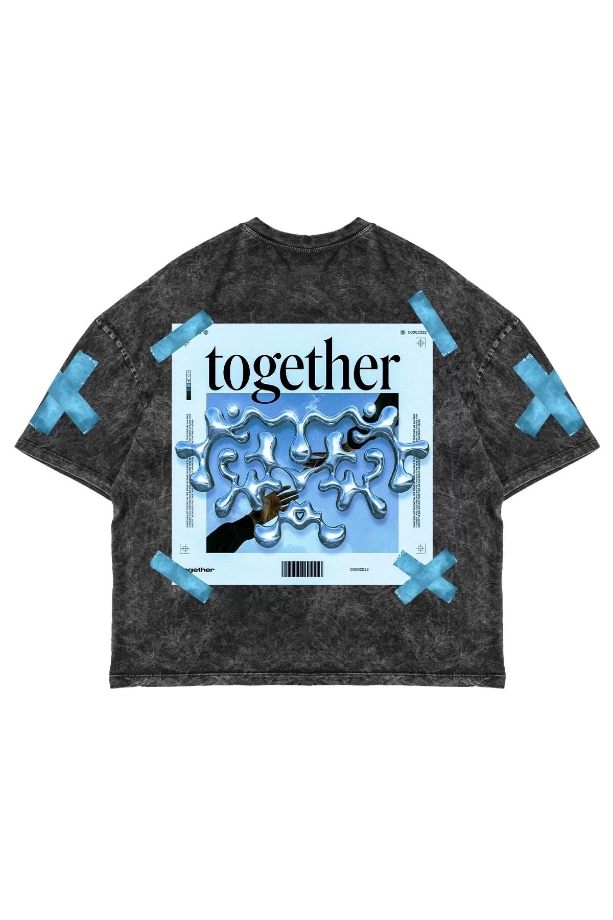 Tarzsokak Yıkamalı Siyah Together Sırt Baskılı Oversize Unisex