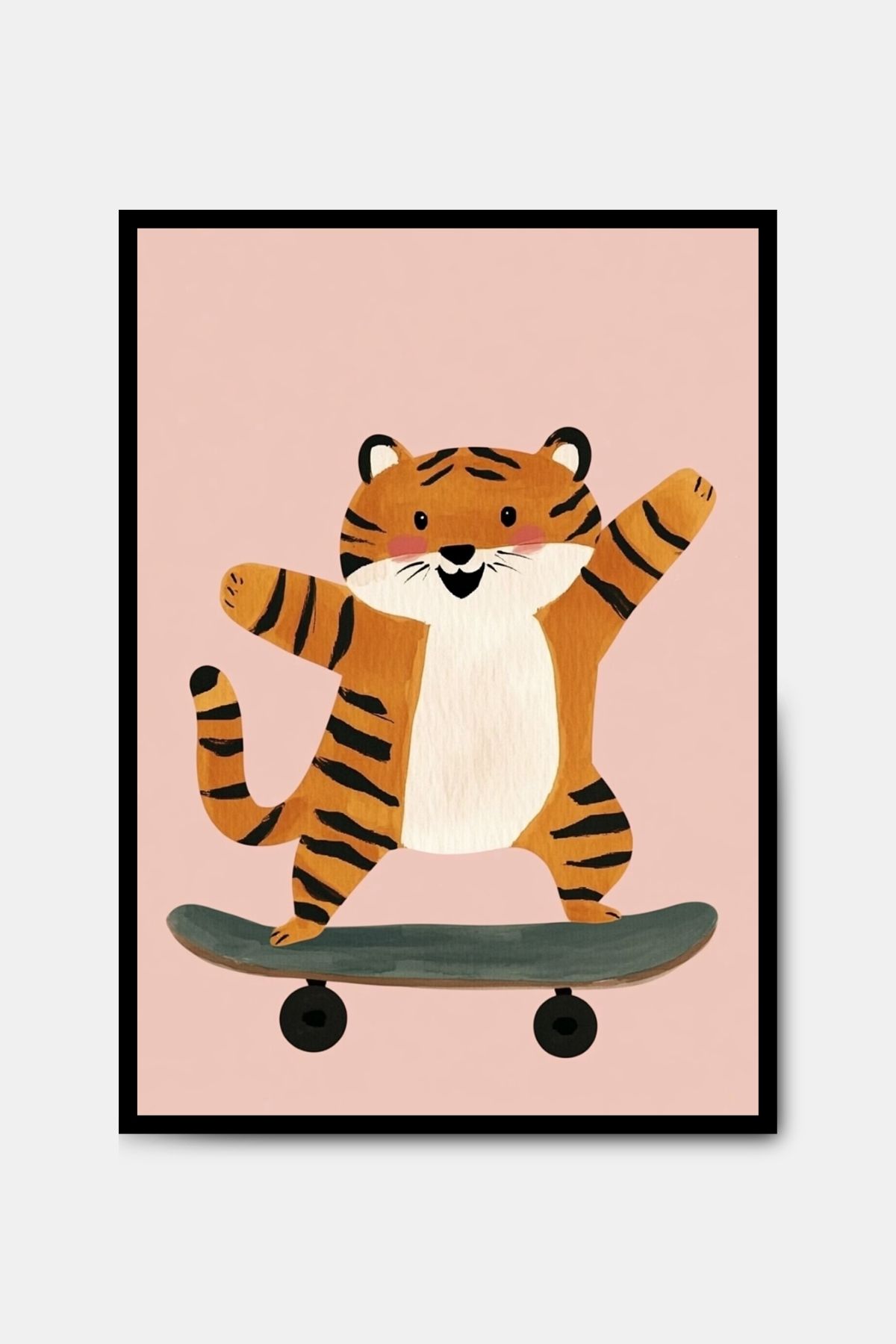 PİTAYA Kaykaylı Kaplan Poster - Çerçevesiz Tasarım Poster Çocuk Odası Tablo Bebek Odası Duvar Dekor
