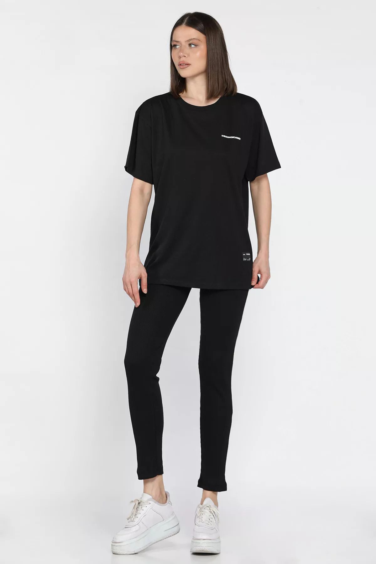 GÜLSELİ Siyah Kadın Bisiklet Yaka Tişört Tayt İkili Takım (m-l-xl Uyumludur)