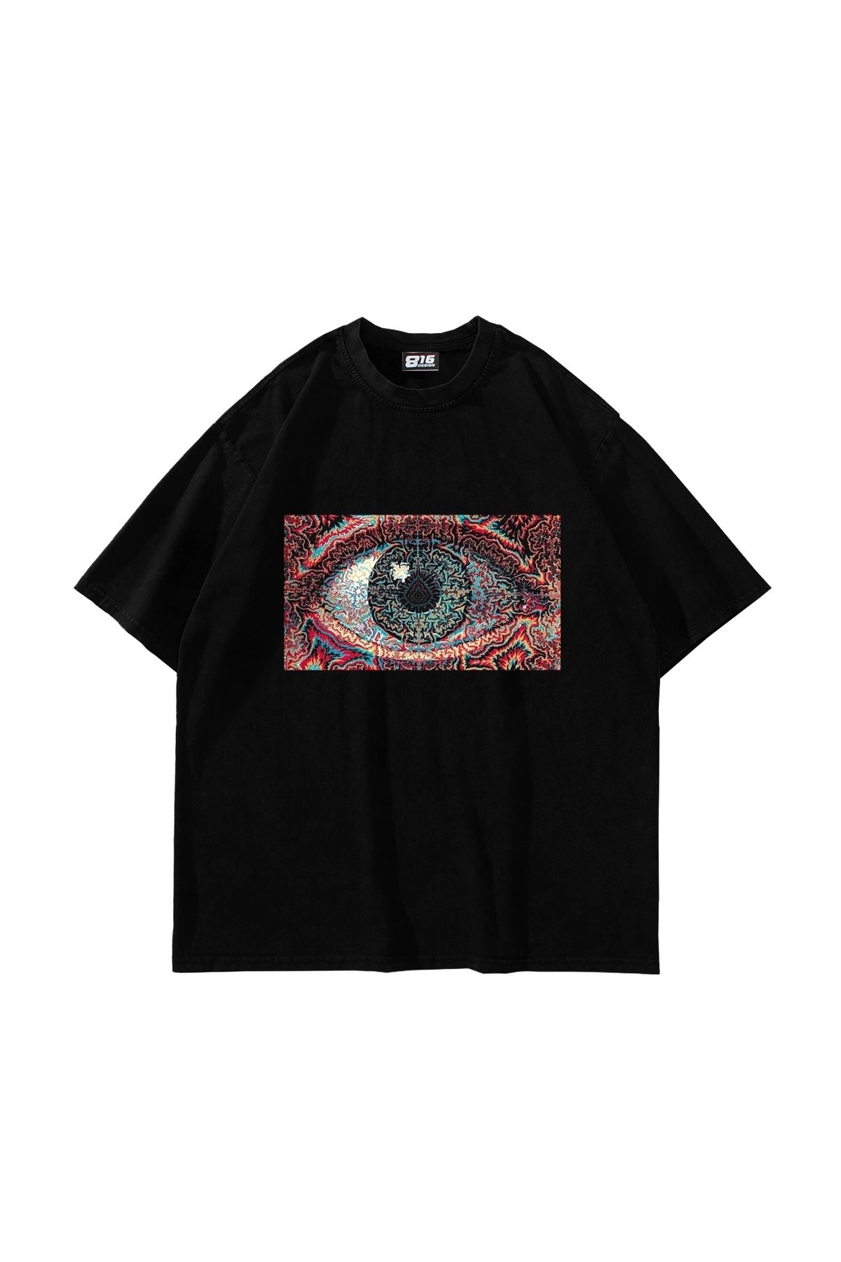 Tarzsokak Eye Hallucination Baskılı Oversize Unisex Siyah