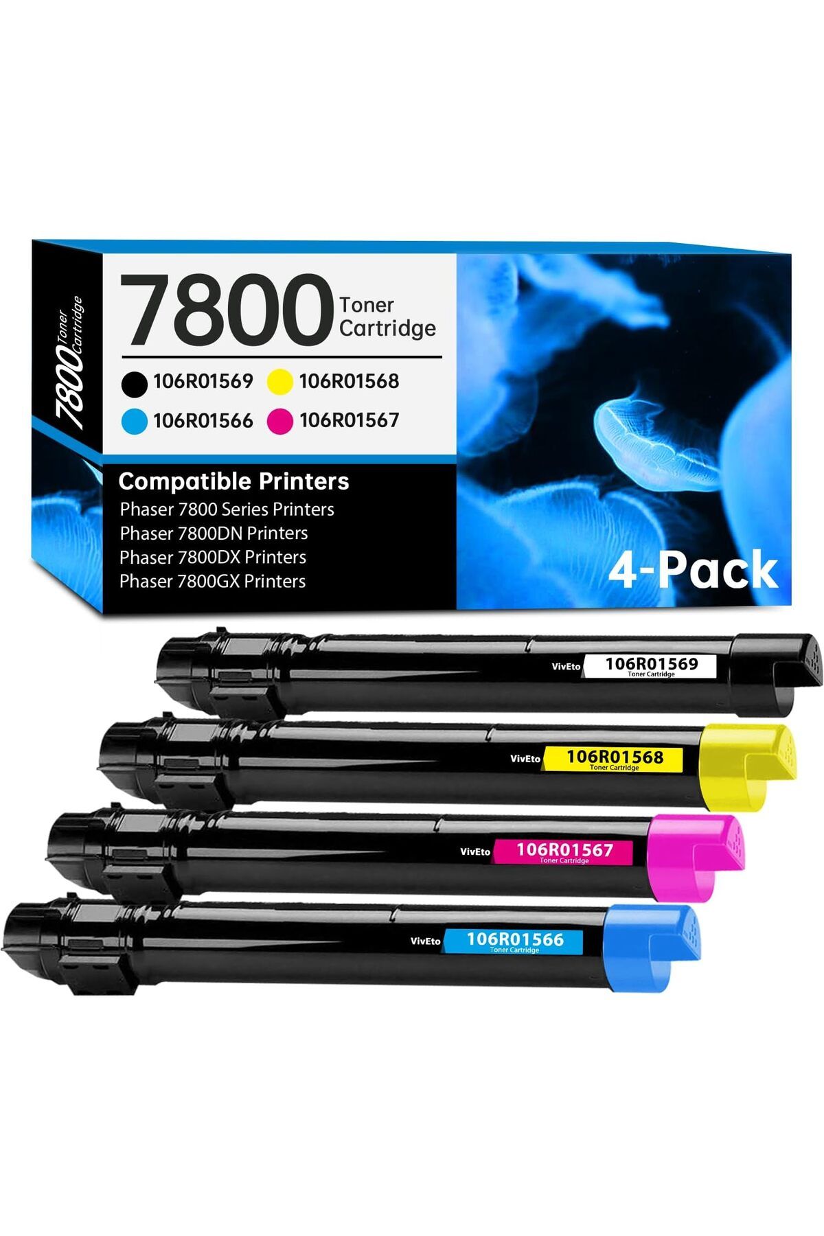 Xerox MUADİL Compatible for Phaser 7800 7800DN 7800DX 7800GX Printers, 4-Pack 7800 Toner Cartridges
