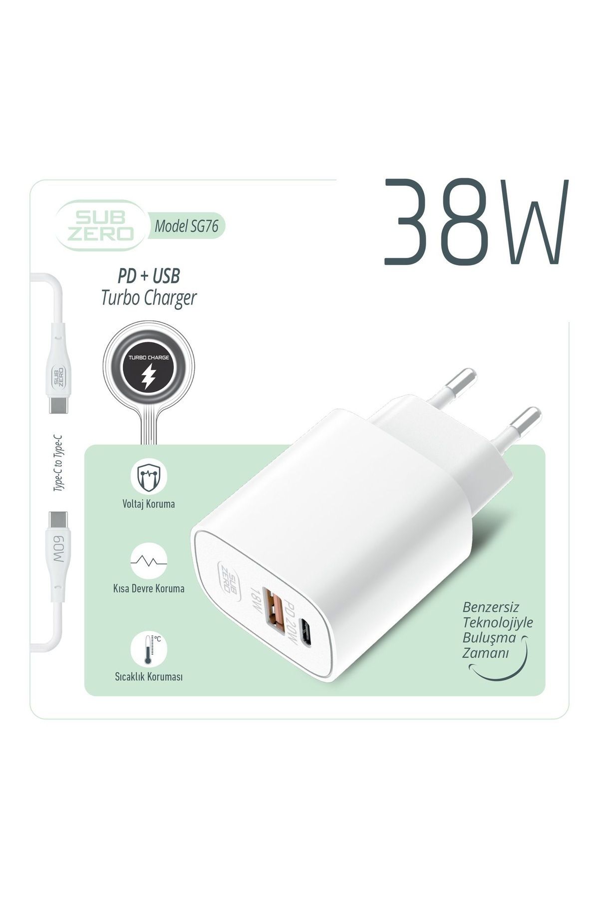 hope try SG76 38W Usb/Pd Girişili Type-C Turbo Şarj Aleti