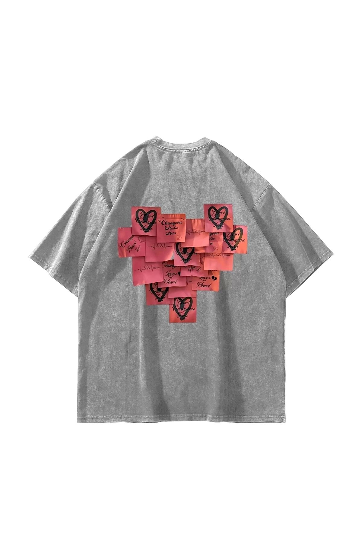 Tarzsokak Love Baskılı Oversize Unisex Yıkamalı Beyaz