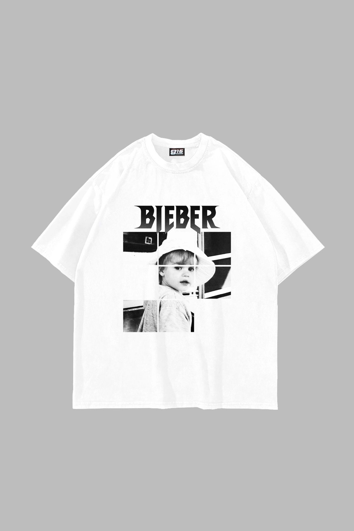 Tarzsokak Belieber Baskılı Oversize Unisex Beyaz