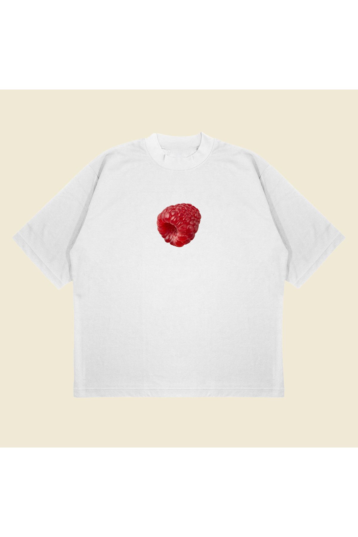 Tarzsokak Raspberry Baskılı Oversize Unisex Pamuklu Nefes Alan Kalın Kumaşlı