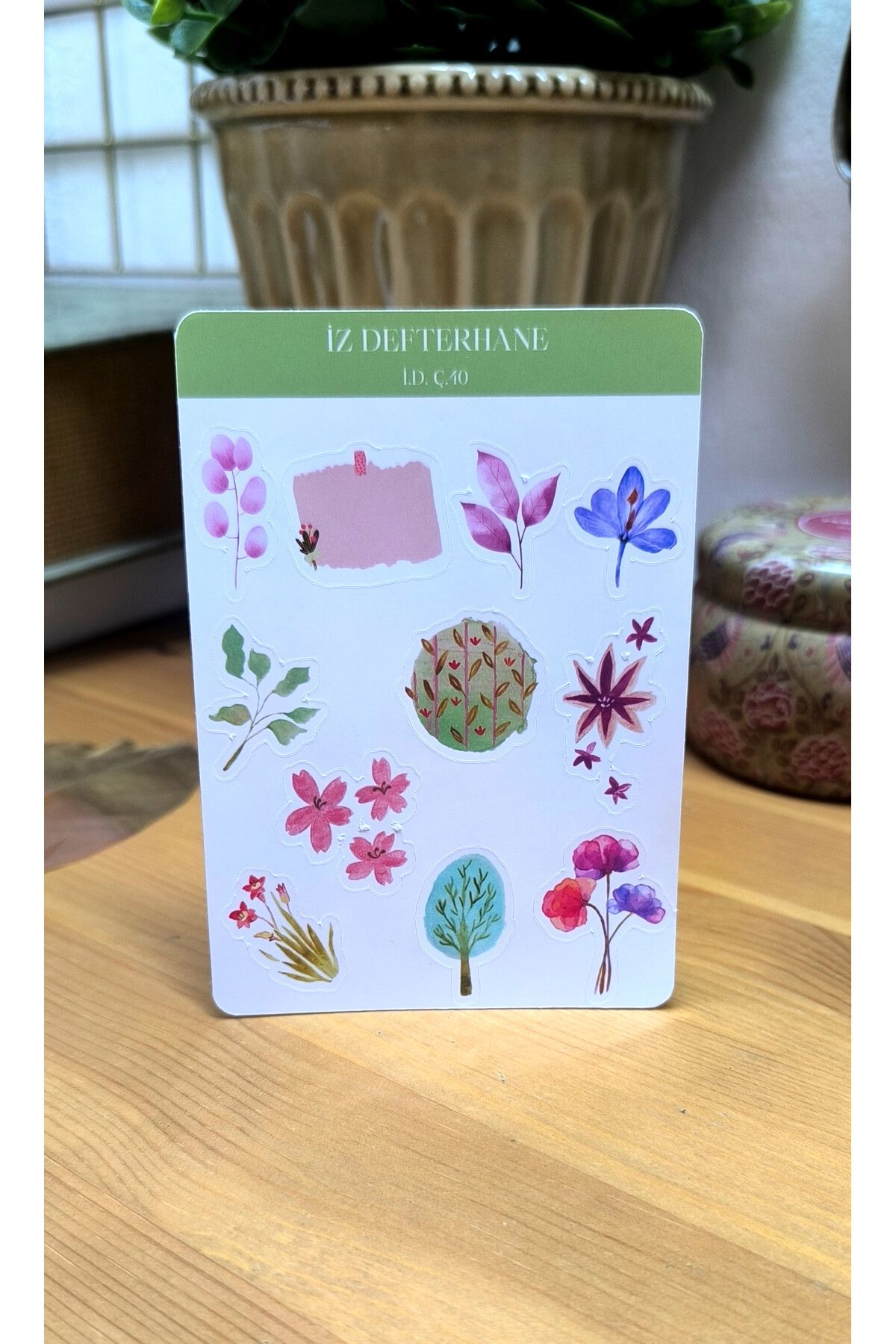 İZ DEFTERHANE Çicek Temalı Çıkartma Sticker (Ajanda Defter ve Planlayıcılar için Uygundur)