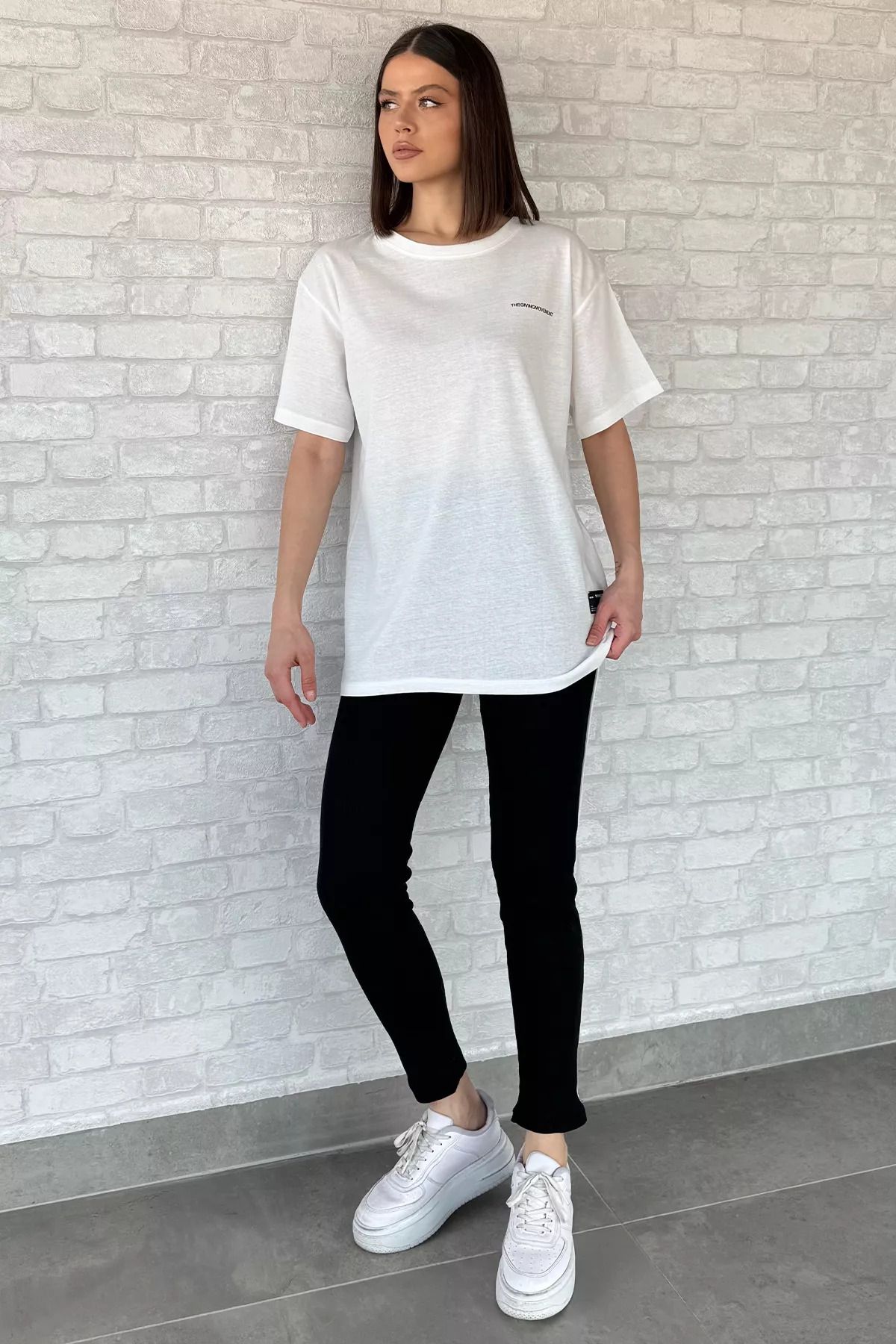 GÜLSELİ Beyaz Kadın Bisiklet Yaka Tişört Tayt İkili Takım (m-l-xl Uyumludur)