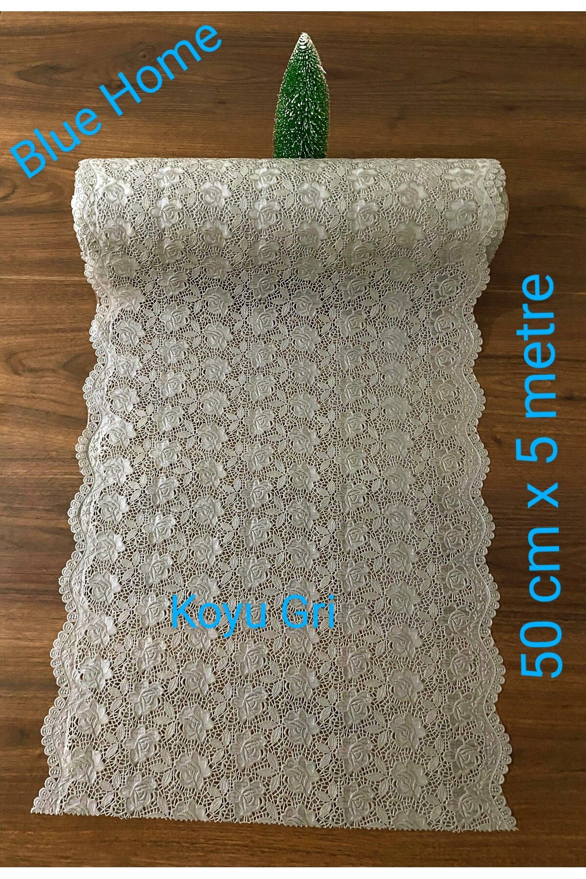 Blue Home Dantel Pvc Buz Dolabı Ayakkabılık Raf Dolap Çekmece Örtüsü /Eni : 50 cm x 5 Mt RENK: K.GRİ- GÜL3