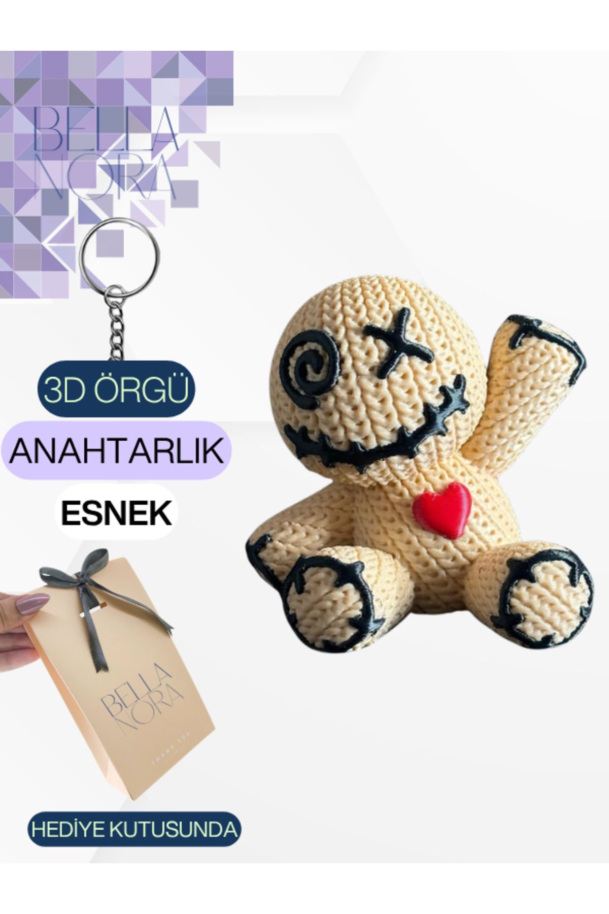 Bellanora Örgü Anahtarlık Sevilen Animasyon Çizgi Film Karakterli Amigurumi Çanta Süsü Özel Hediye Kutusunda