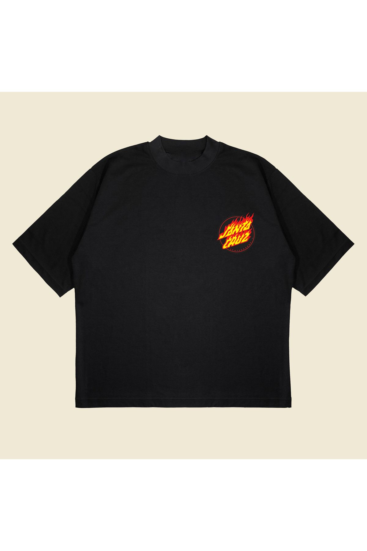 Tarzsokak Flaming Dot Santa Cruz Baskılı Oversize Unisex Pamuklu Nefes Alan Kalın Kumaşlı